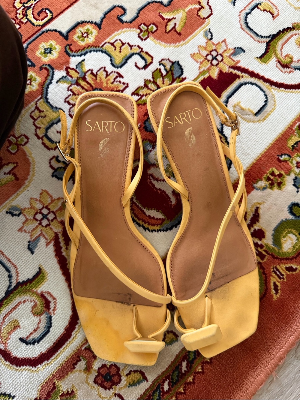 Sarto Yellow Strappy Slingback Sandals